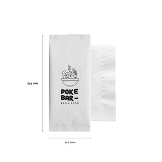 White paper cutlery bag