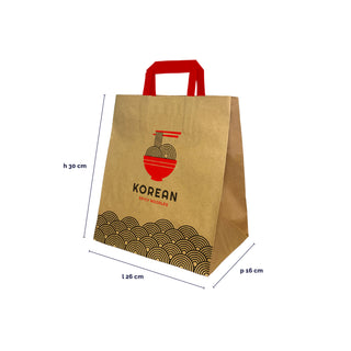 Shopper bag wide bottom flat handle