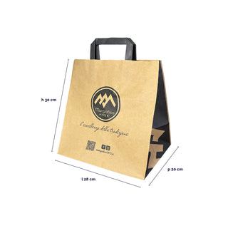 Shopper bag wide bottom flat handle
