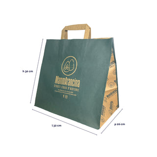 Shopper bag wide bottom flat handle
