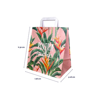Shopper bag wide bottom flat handle