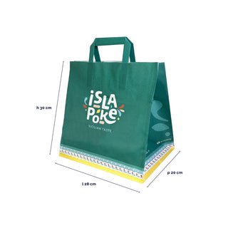 Shopper bag wide bottom flat handle