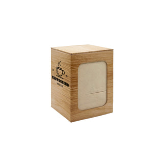Stainless steel wood effect napkin dispenser 17x17 cm