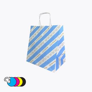 Shopper bag wide bottom twisted handle