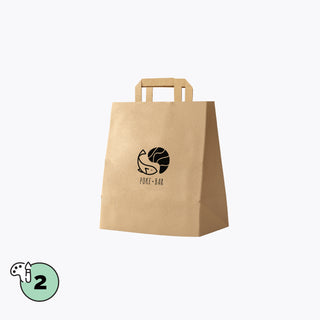 Shopper bag wide bottom flat handle brown