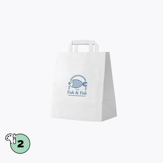 Shopper bag wide bottom flat handle white